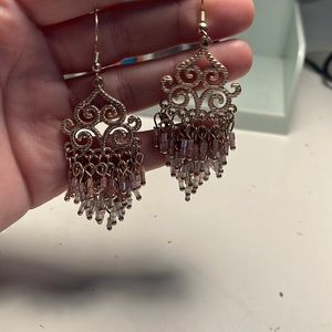 Pink and Gold Dangle Earrings